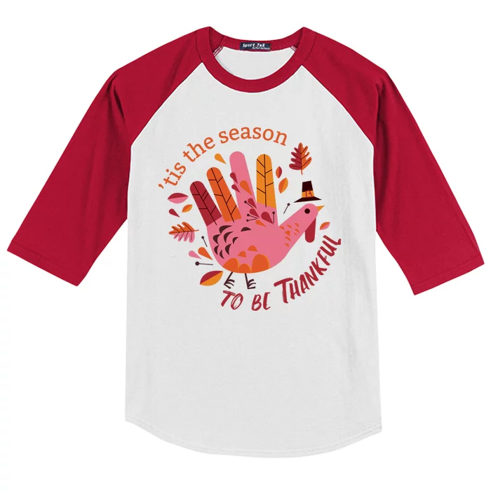 Thankful Season Turkey Kids Colorblock Raglan Jersey