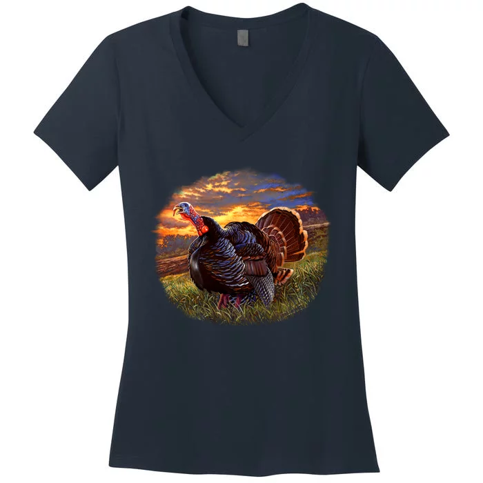 The Sunrise Turkey Women's V-Neck T-Shirt