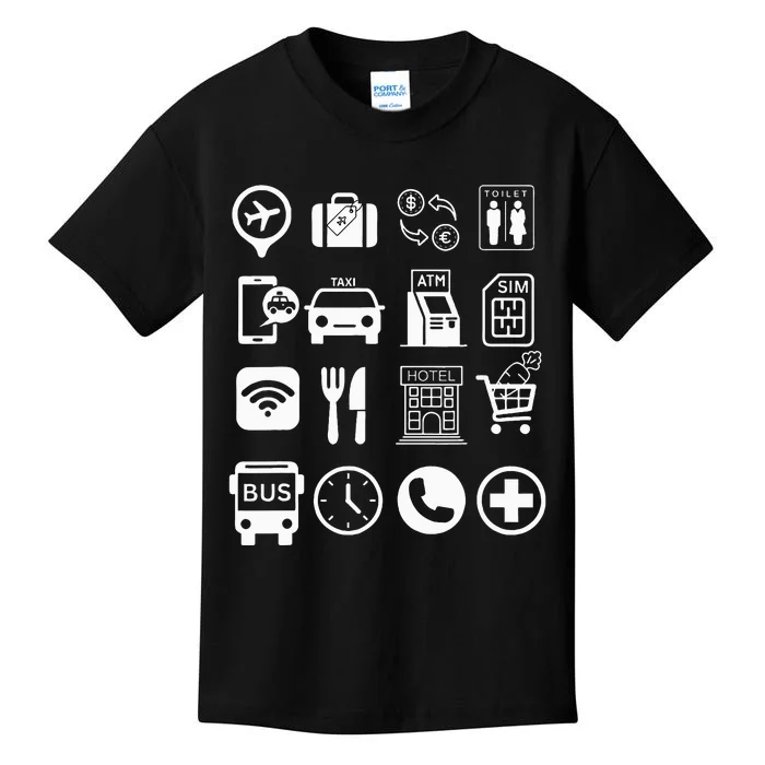 Travel Symbols Travel Icons Point and Ask Abroad Traveler Kids T-Shirt