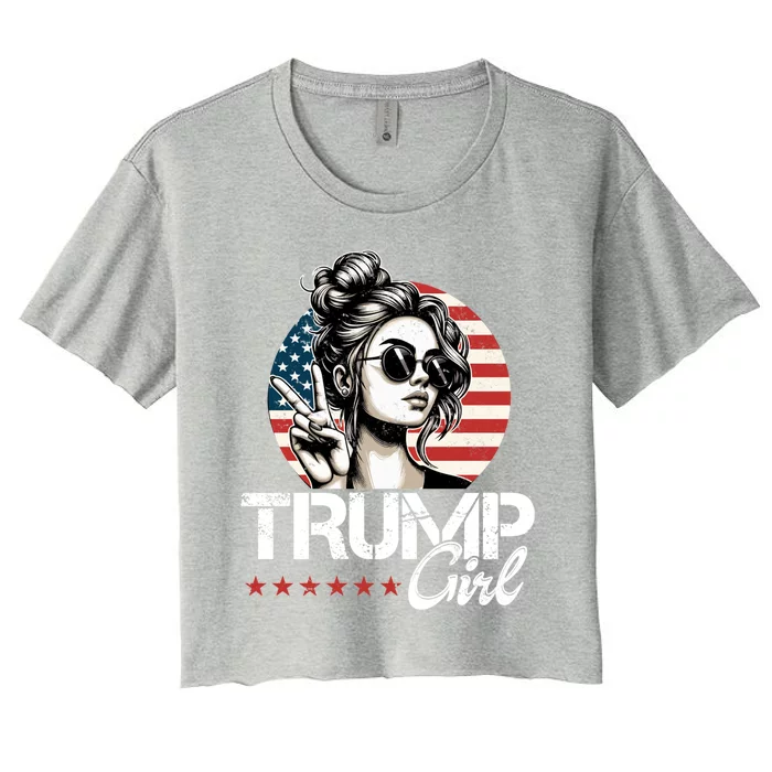 Trump Support Trump Vance For President 2024 Funny Gift Women's Crop Top Tee