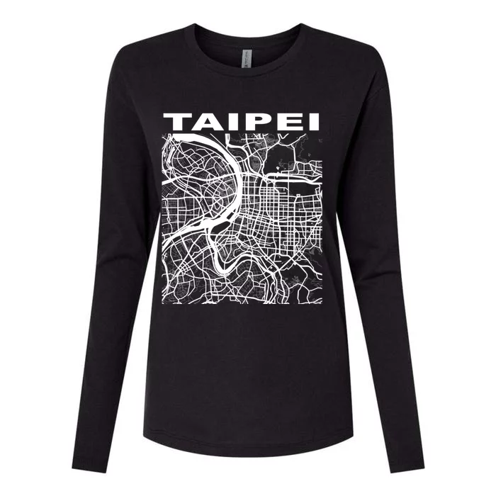 Taiwan Souvenir Taipei City Street Map Gift Womens Cotton Relaxed Long Sleeve T-Shirt