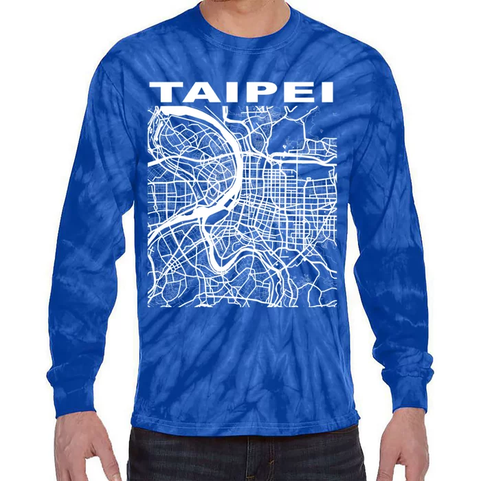 Taiwan Souvenir Taipei City Street Map Gift Tie-Dye Long Sleeve Shirt