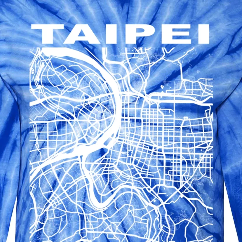 Taiwan Souvenir Taipei City Street Map Gift Tie-Dye Long Sleeve Shirt