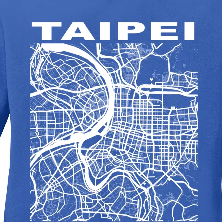 Taiwan Souvenir Taipei City Street Map Gift Ladies Long Sleeve Shirt