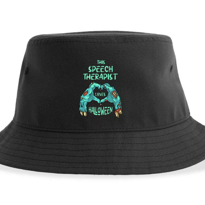 This Speech Therapist Loves Halloween Speech Therapy Zombie Sustainable Bucket Hat