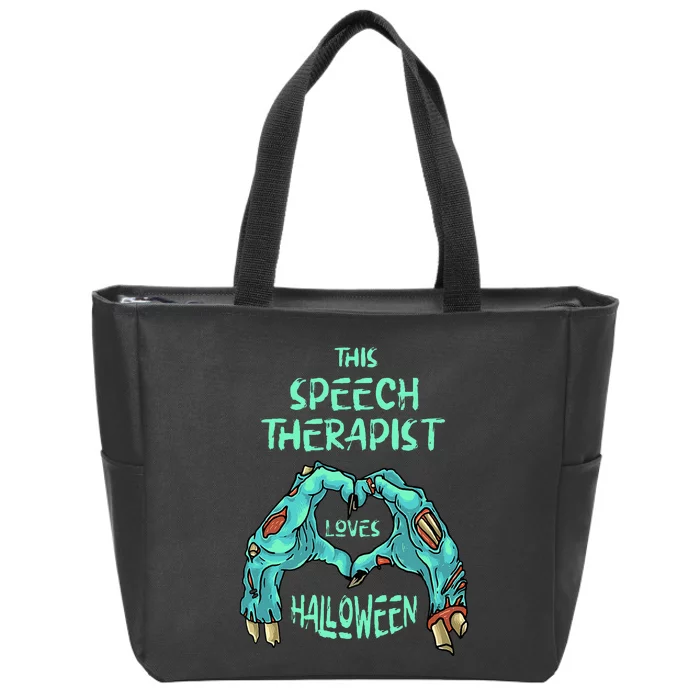 This Speech Therapist Loves Halloween Speech Therapy Zombie Zip Tote Bag