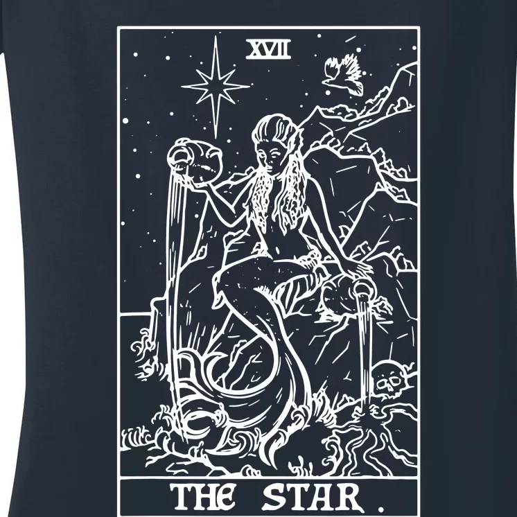 The Star Tarot Card Halloween Mermaid Gothic Witch Horror Women's V-Neck T-Shirt