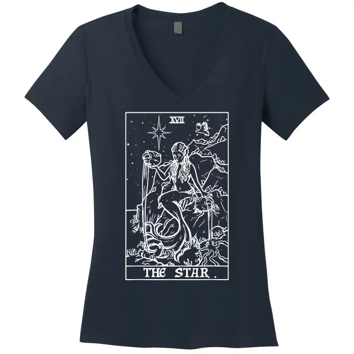 The Star Tarot Card Halloween Mermaid Gothic Witch Horror Women's V-Neck T-Shirt