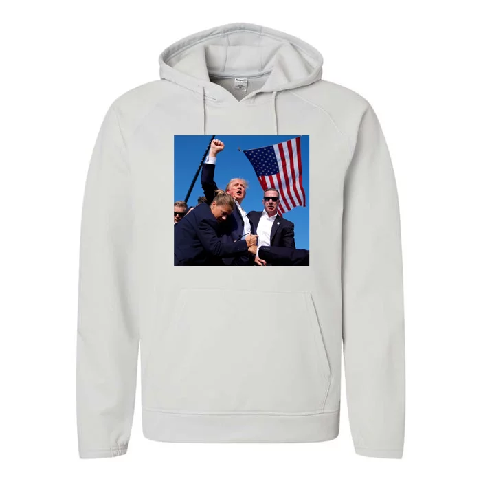 Trump Shooting Trump 2024 Ill Never Stop Fighting For My Country Performance Fleece Hoodie