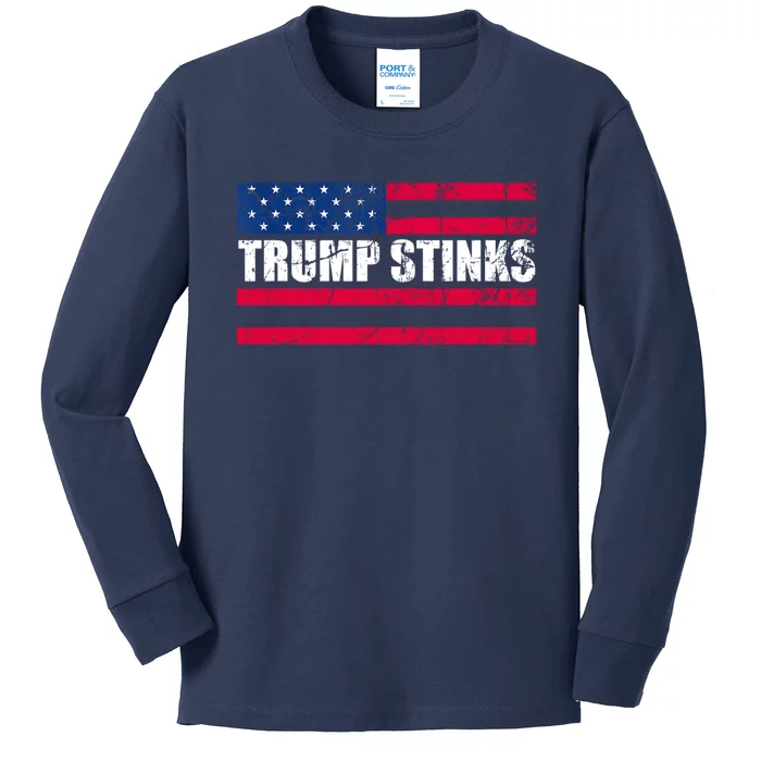 Trump Smells Trump Stinks Vintage Kids Long Sleeve Shirt