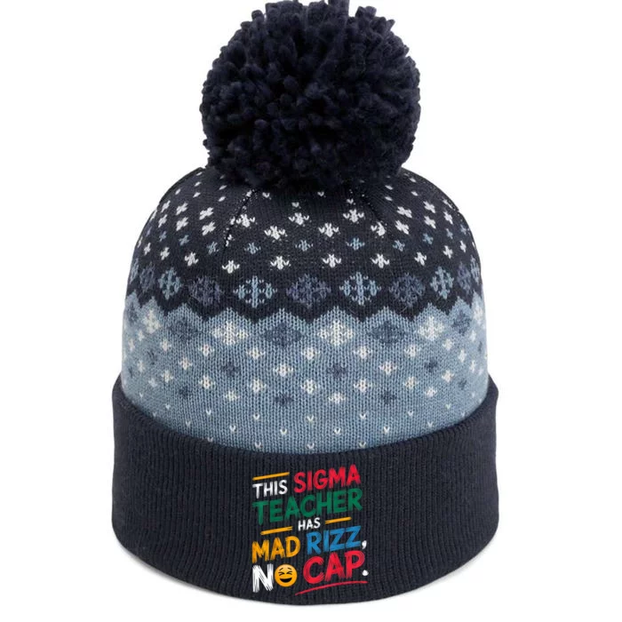 This Sigma Teacher Has Mad Rizz No Cap Funny Sigma Teacher The Baniff Cuffed Pom Beanie