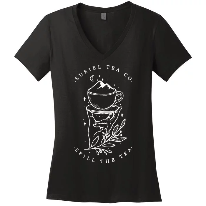 The SurielS Tea Co Spill The Tea Women's V-Neck T-Shirt