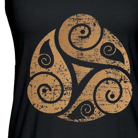 Triple Spiral The Celtic Triskele Triskelion Ladies Essential Flowy Tank