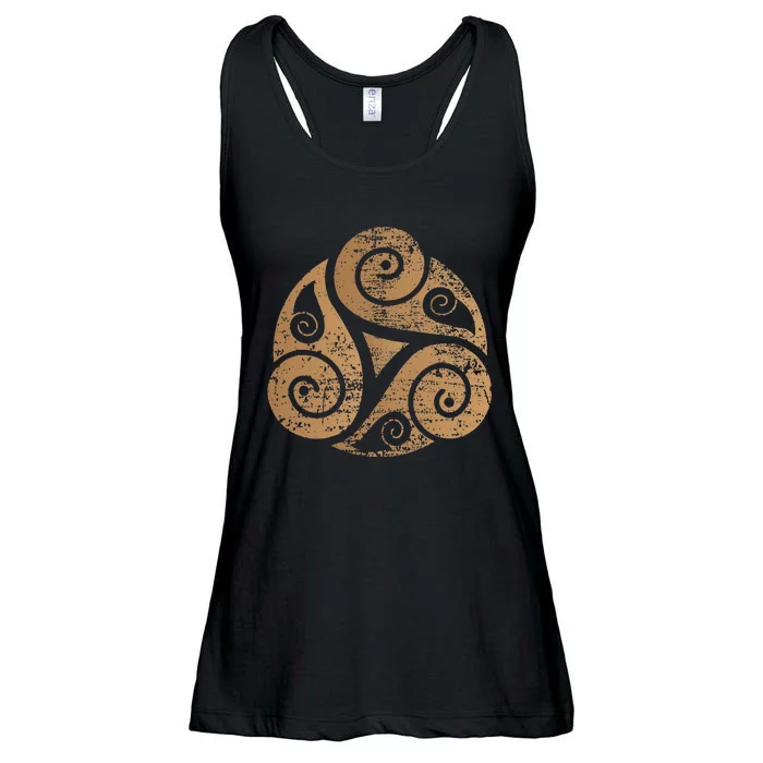 Triple Spiral The Celtic Triskele Triskelion Ladies Essential Flowy Tank