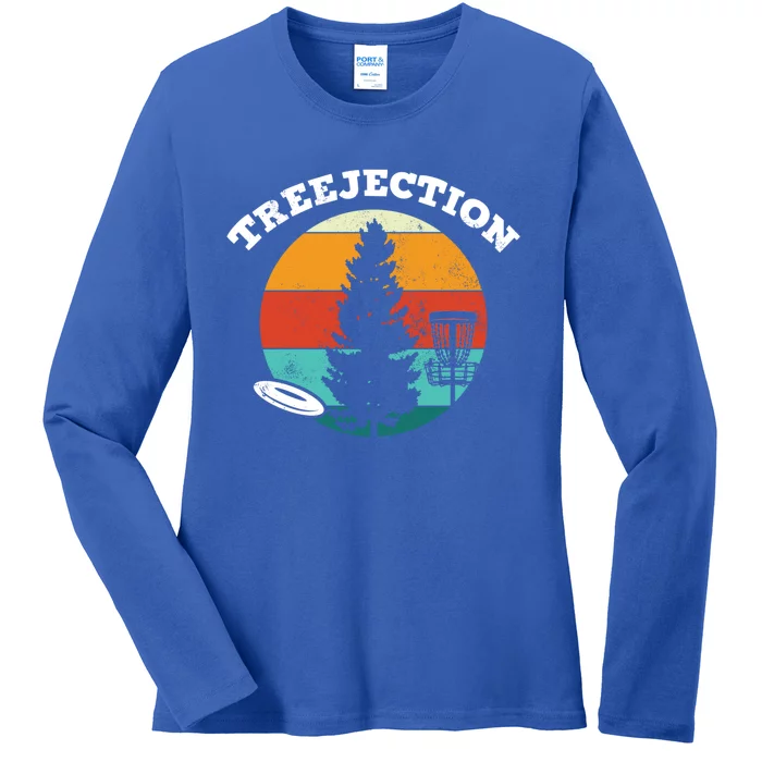 Treejection Stupid Tree Disc Golf Frolf Frisbee Gift Ladies Long Sleeve Shirt