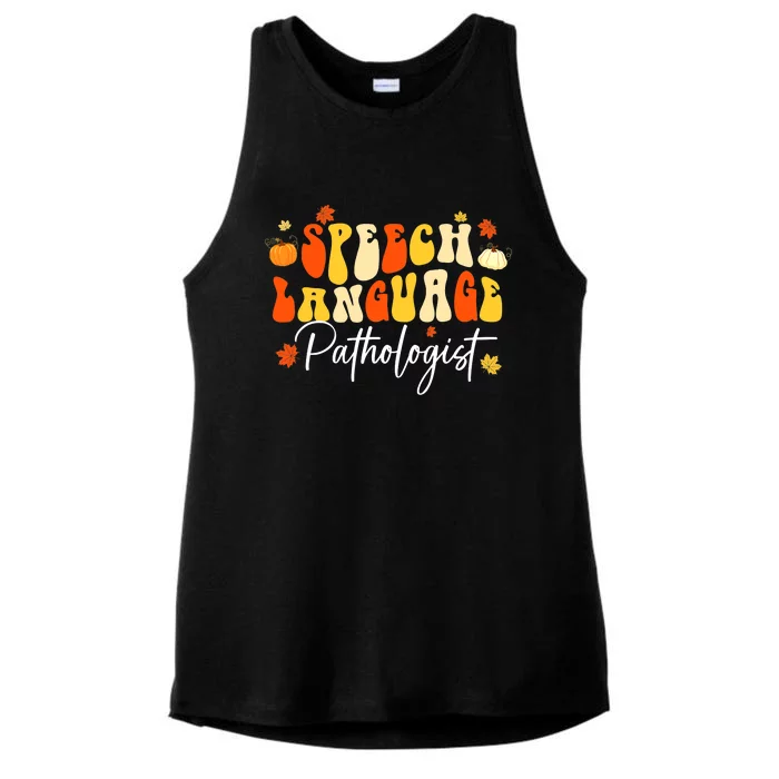 Thanksgiving Speech Therapy Fall Speech Language Pathologist Ladies Tri-Blend Wicking Tank