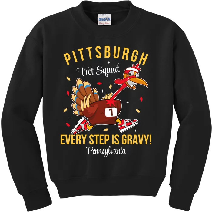 Trot Squad Turkey Thanksgiving 2024 Pennsylvania Pittsburgh Kids Sweatshirt