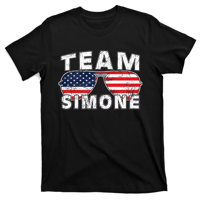 Team Simone Usa Flag Sunglasses Support Vintage Style T-Shirt