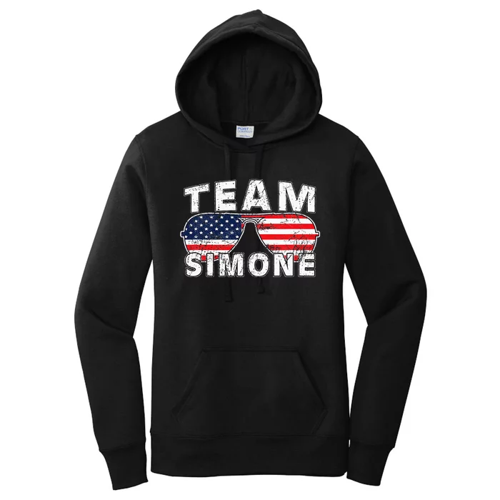 Team Simone Usa Flag Sunglasses Support Vintage Style Women's Pullover Hoodie