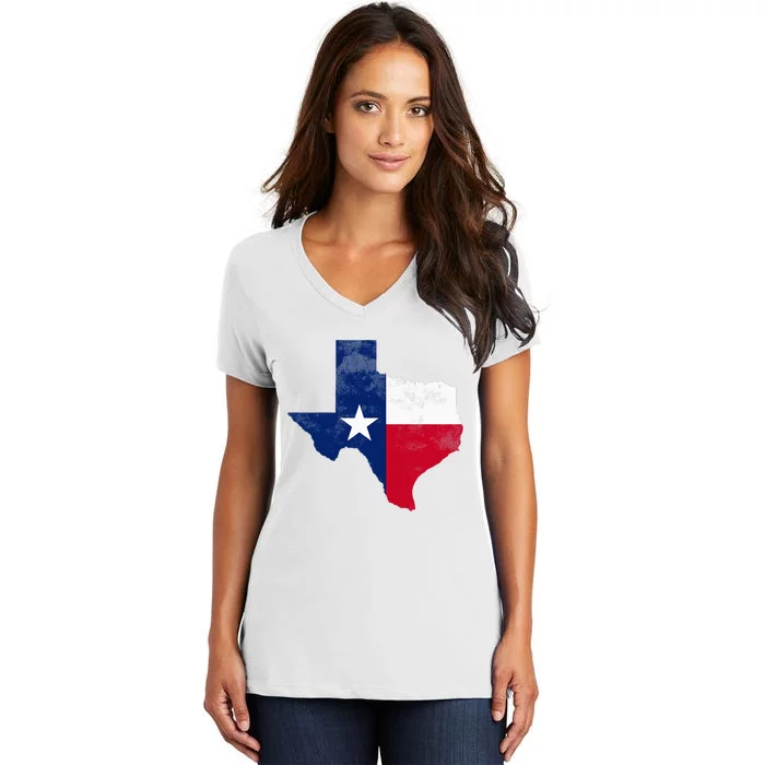 Texas State Usa Distressed Flag Grunge Women's V-Neck T-Shirt