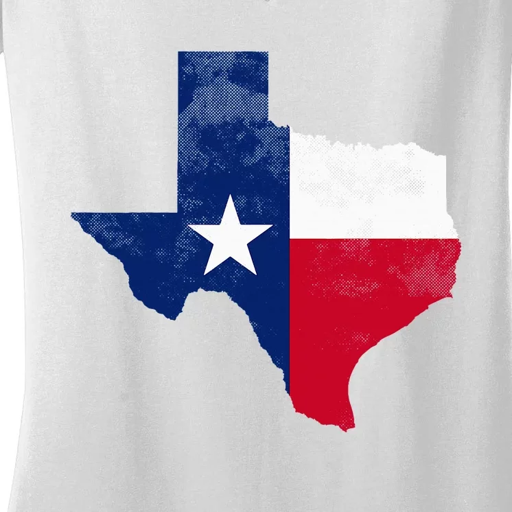 Texas State Usa Distressed Flag Grunge Women's V-Neck T-Shirt