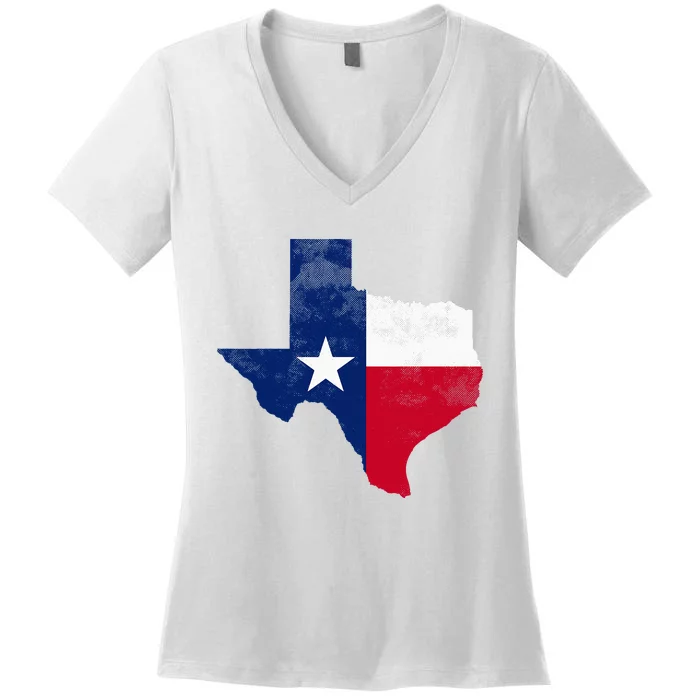 Texas State Usa Distressed Flag Grunge Women's V-Neck T-Shirt