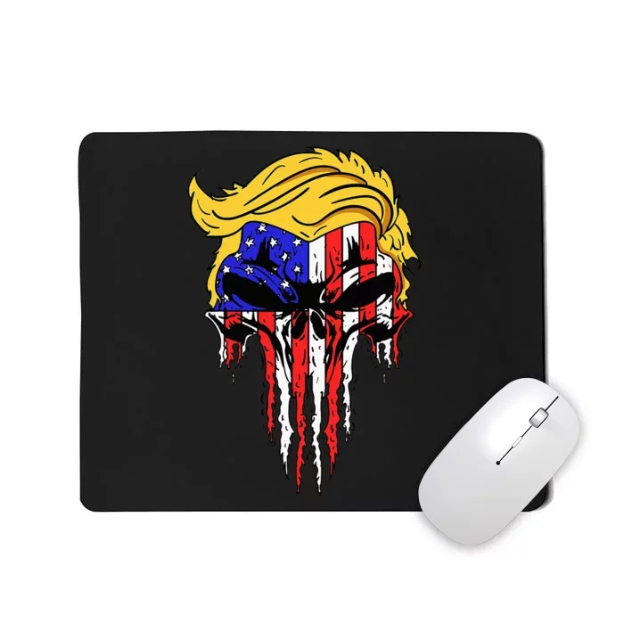 Trump Skull Usa Flag Hair Funny President Gift Mousepad