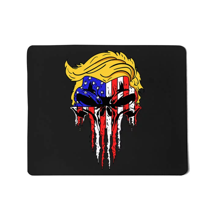 Trump Skull Usa Flag Hair Funny President Gift Mousepad