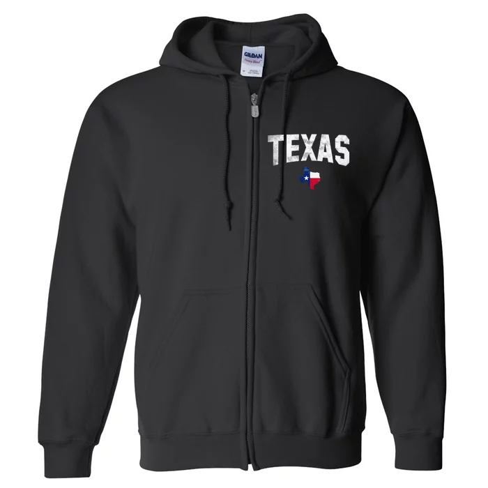 Texas State USA Distressed Flag Grunge Full Zip Hoodie