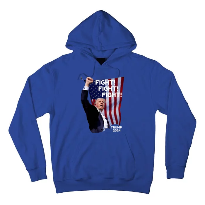 Trump Shot Us Flag Fist Pumped Fight Pray Trump Fight Tall Hoodie