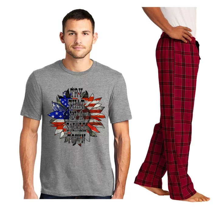 Try.ThatInASmallTown Sunflower US Flag Pajama Set