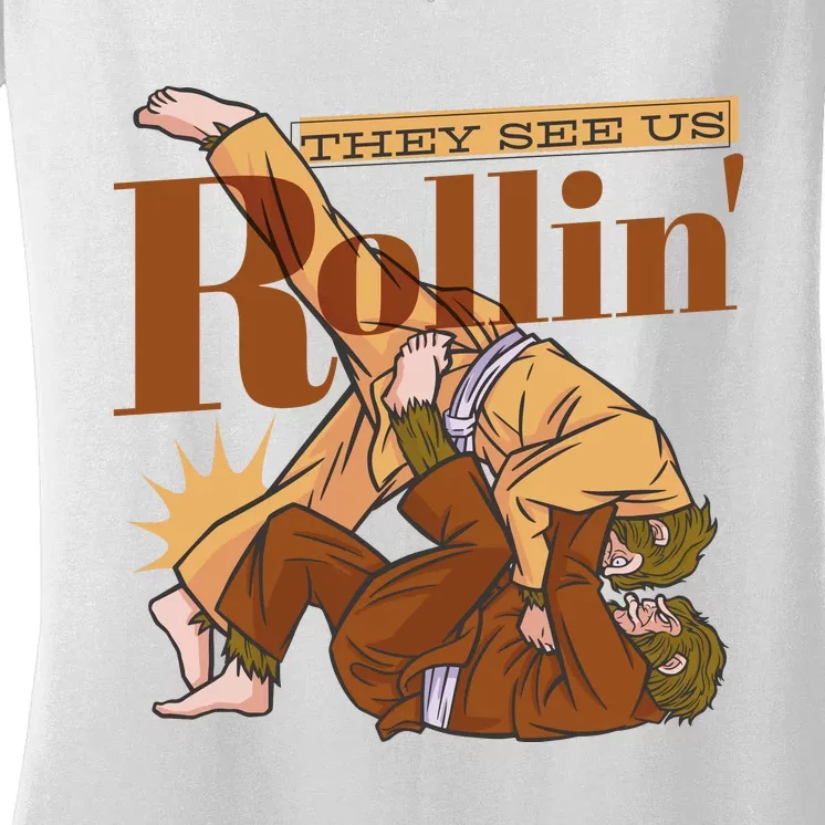 They See Us Rollin Big Foot Martial Arts Women's V-Neck T-Shirt