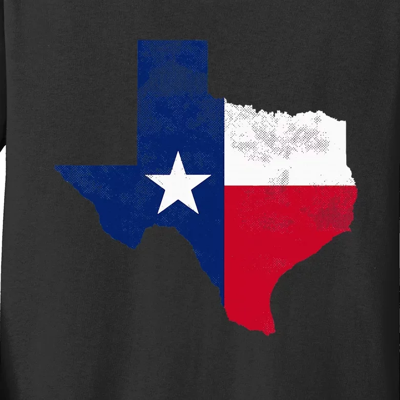 Texas State Usa Distressed Flag Grunge Kids Long Sleeve Shirt