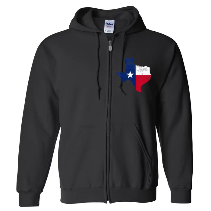 Texas State Usa Distressed Flag Grunge Full Zip Hoodie