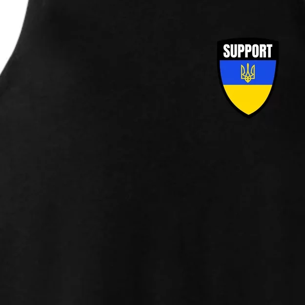 Tatical Support Ukrainian Flag Shield I Stand With Ukraine Military Ladies Tri-Blend Wicking Tank