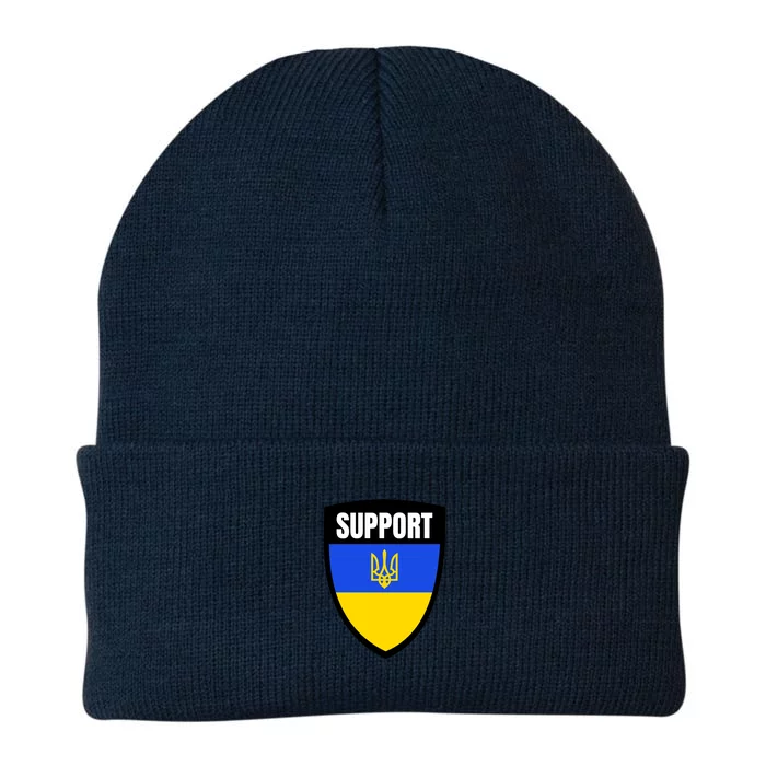 Tatical Support Ukrainian Flag Shield I Stand With Ukraine Military Knit Cap Winter Beanie