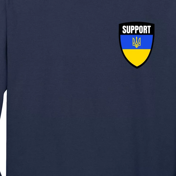 Tatical Support Ukrainian Flag Shield I Stand With Ukraine Military Tall Long Sleeve T-Shirt