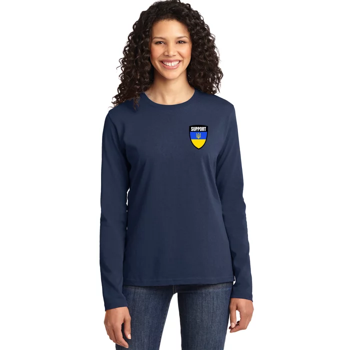 Tatical Support Ukrainian Flag Shield I Stand With Ukraine Military Ladies Long Sleeve Shirt