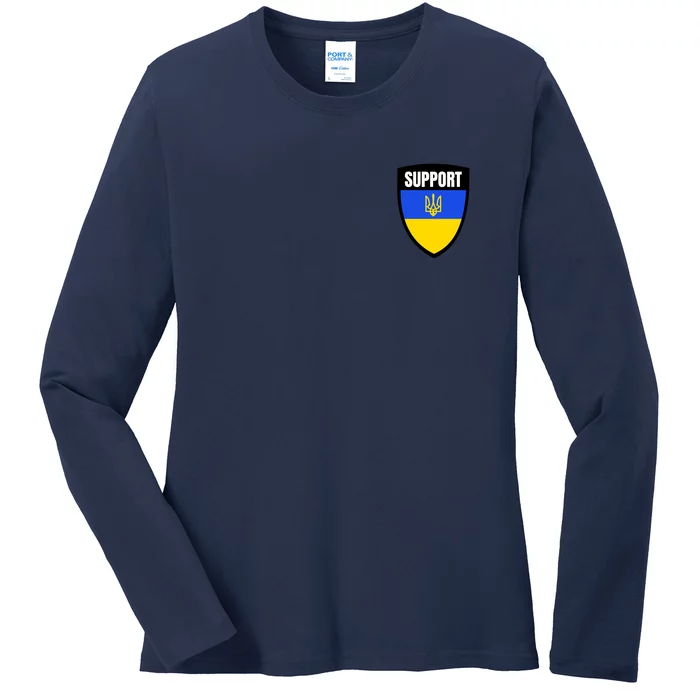 Tatical Support Ukrainian Flag Shield I Stand With Ukraine Military Ladies Long Sleeve Shirt