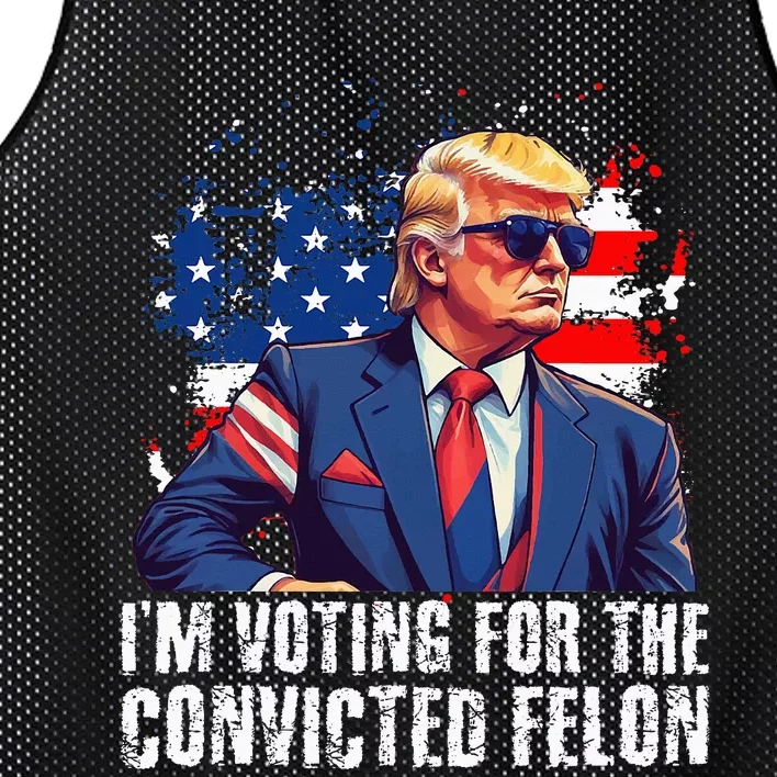 Trump Sunglasses Us Flag I Am Voting Convicted Felon Mesh Reversible Basketball Jersey Tank