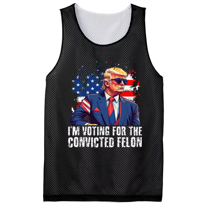 Trump Sunglasses Us Flag I Am Voting Convicted Felon Mesh Reversible Basketball Jersey Tank