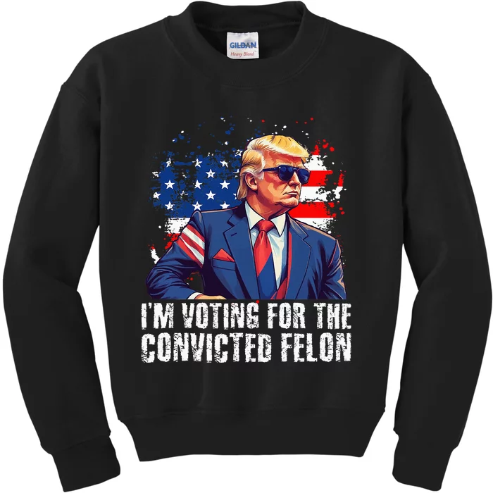 Trump Sunglasses Us Flag I Am Voting Convicted Felon Kids Sweatshirt