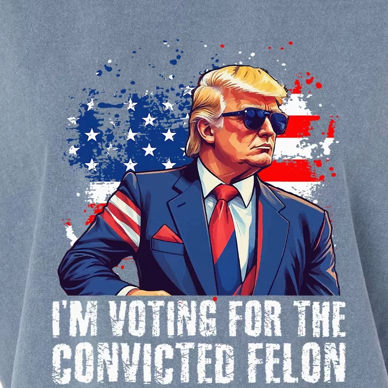 Trump Sunglasses Us Flag I Am Voting Convicted Felon Garment-Dyed Women's Muscle Tee