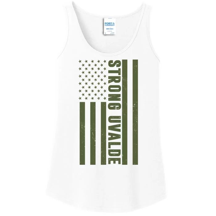 Texas Strong Uvalde United States Flag Ladies Essential Tank