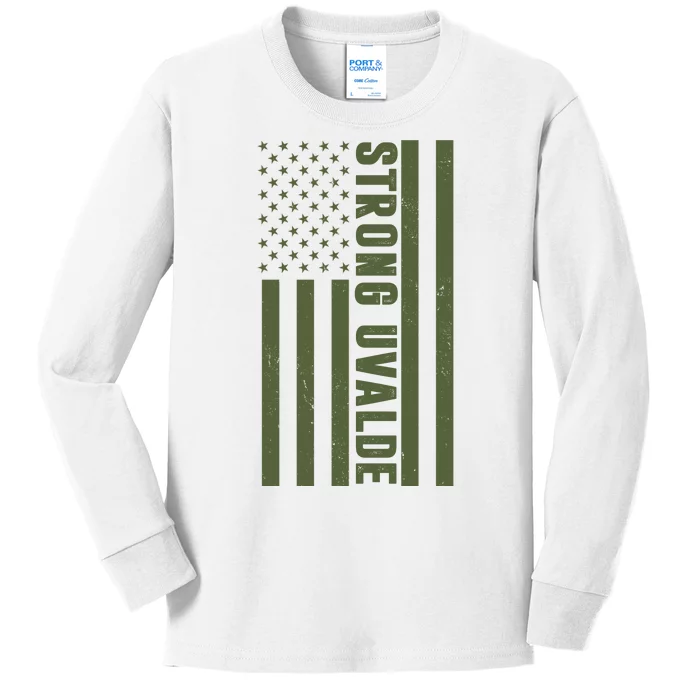 Texas Strong Uvalde United States Flag Kids Long Sleeve Shirt