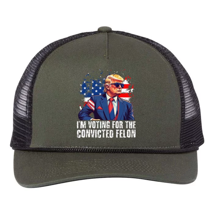 Trump Sunglasses Us Flag I Am Voting Convicted Felon Retro Rope Trucker Hat Cap