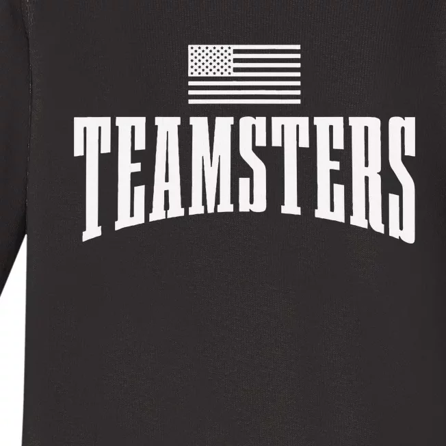 Teamsters Solidarity Union Worker Labor Protest Usa Flag Baby Long Sleeve Bodysuit