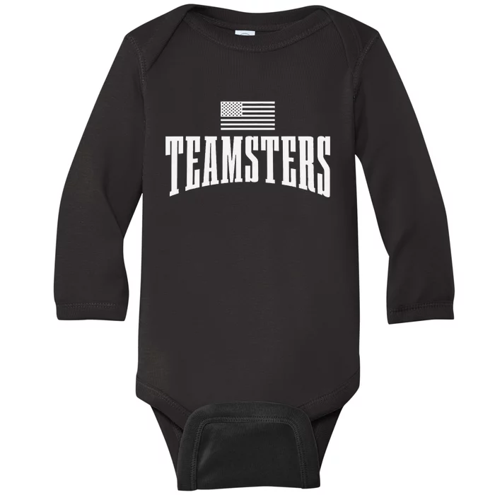 Teamsters Solidarity Union Worker Labor Protest Usa Flag Baby Long Sleeve Bodysuit