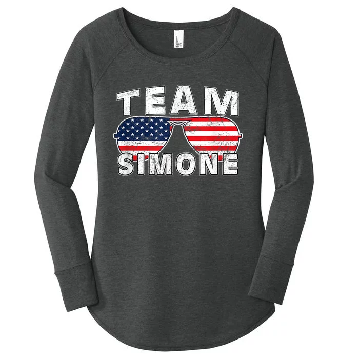 Team Simone Usa Flag Sunglasses Support Vintage Style Women's Perfect Tri Tunic Long Sleeve Shirt