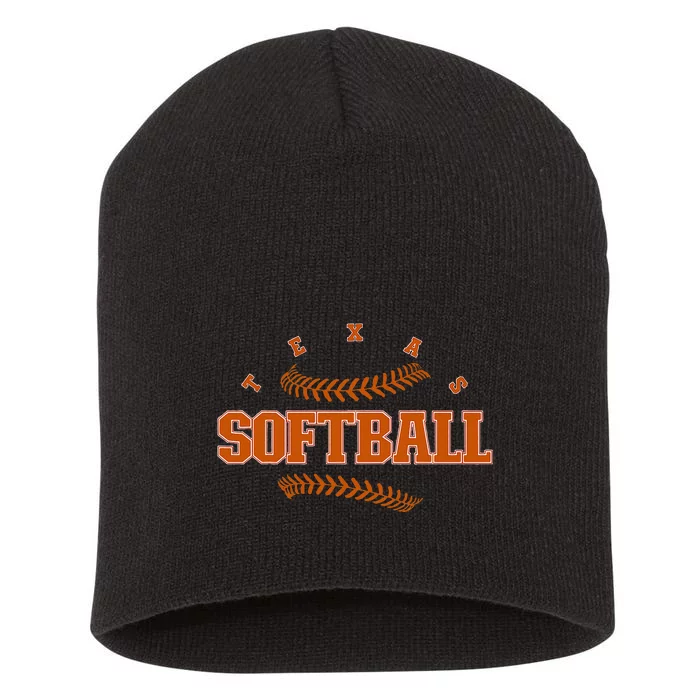 Texas Softball Vintage Softball Fan Short Acrylic Beanie